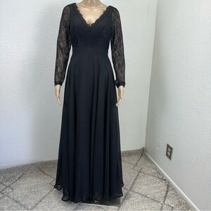 Azazie Women’s Formal Long Maxi Dress party event Size A2 Black Lace Princess